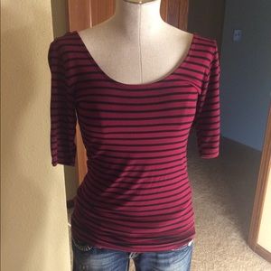 WOMENS STRIPPED Three-quarter sleeve top